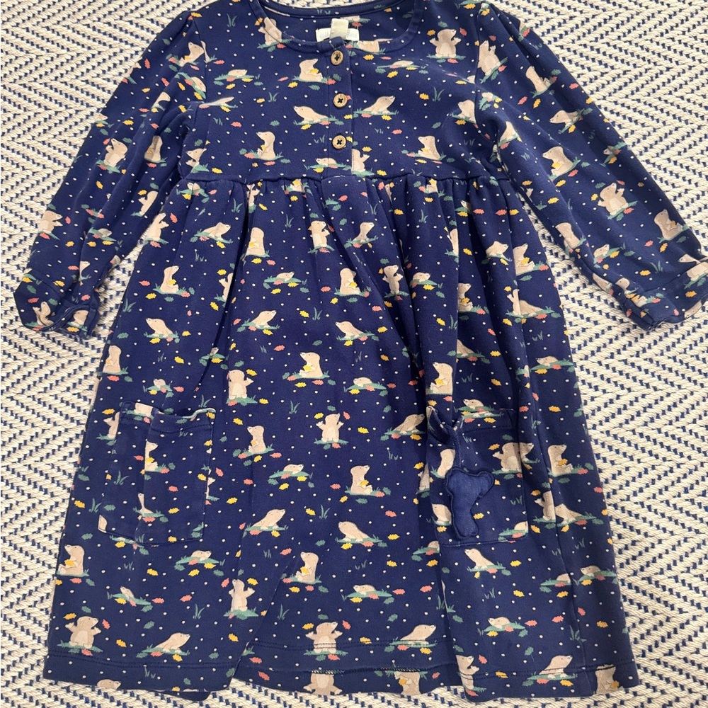 JoJo Maman Bebe Blue Animal Print Kids Dress